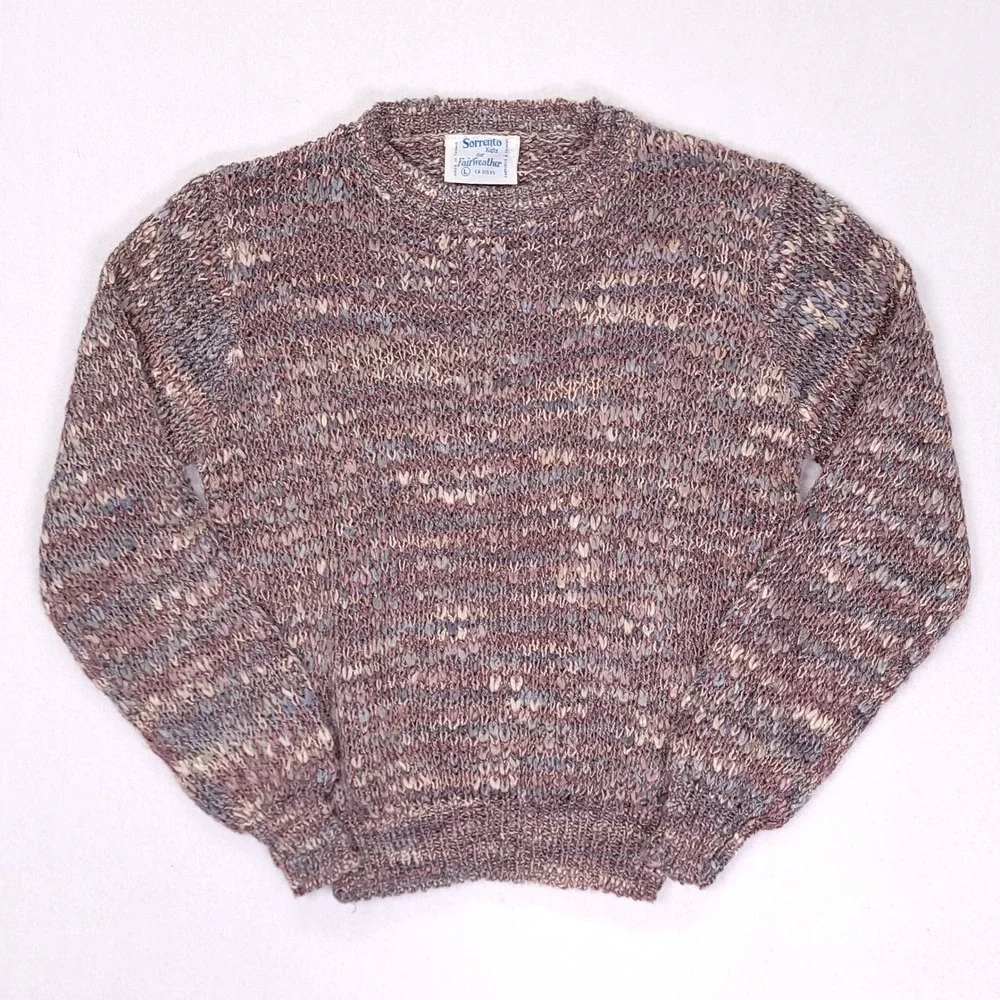 Sorrento Knits‎ for Fairweather Vintage Marled Purple Crewneck Sweater Large